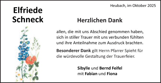 Traueranzeige von Elfriede Schneck von Gmünder Tagespost