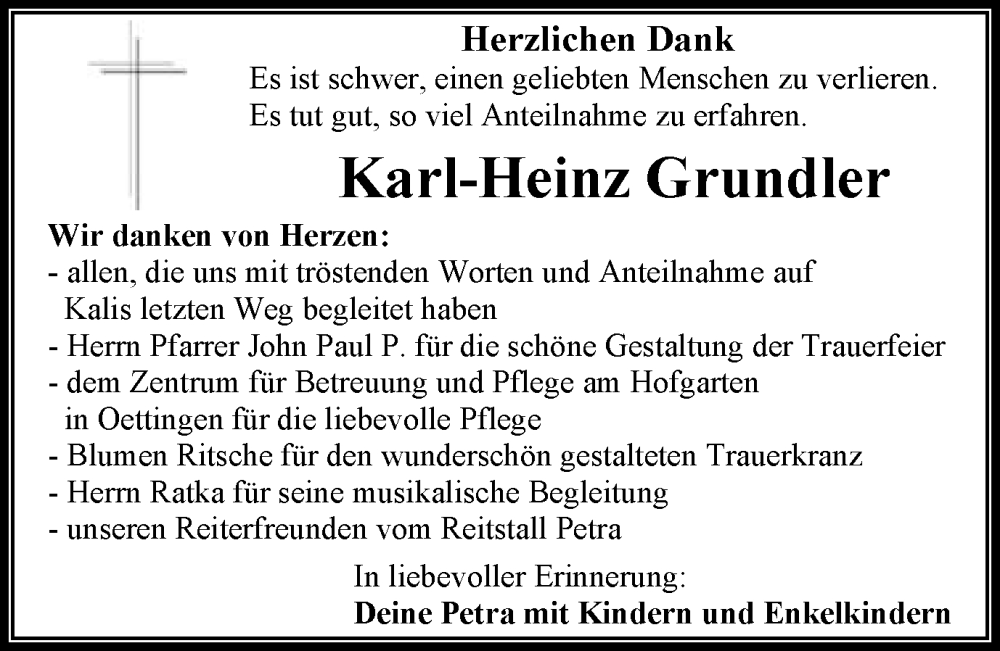  Traueranzeige für Karl-Heinz Grundler vom 07.10.2025 aus Schwäbische Post
