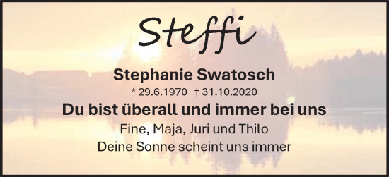 Traueranzeige von Stephanie Swatosch von Schwäbische Post