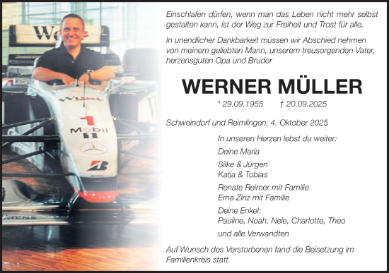 Traueranzeige von Werner Müller von Schwäbische Post