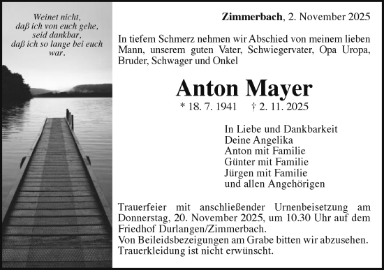Traueranzeige von Anton Mayer von Gmünder Tagespost