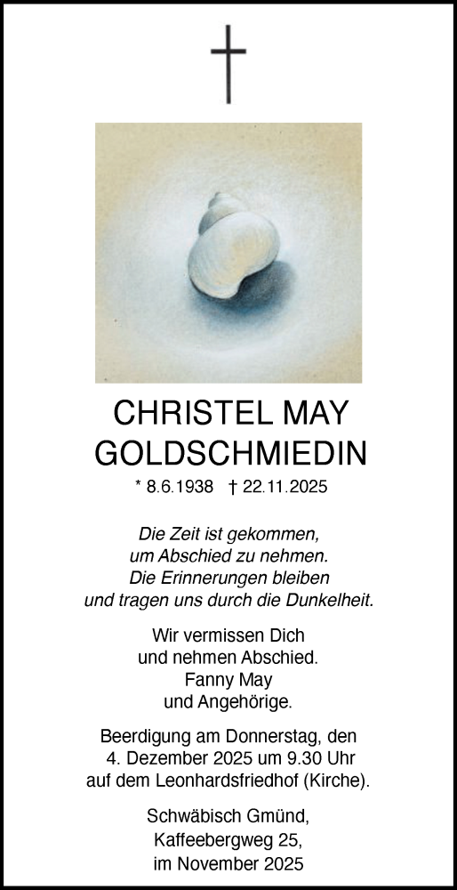Traueranzeige von Christel May von Gmünder Tagespost