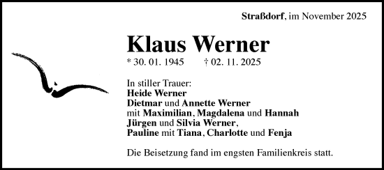 Traueranzeige von Klaus Werner von Gmünder Tagespost
