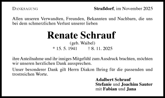 Traueranzeige von Renate Schrauf von Gmünder Tagespost