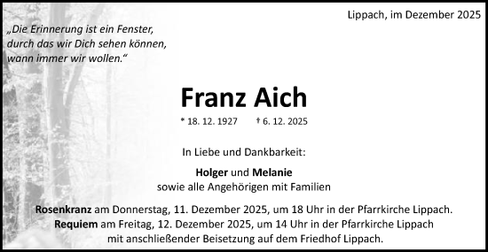 Traueranzeige von Franz Aich von Schwäbische Post