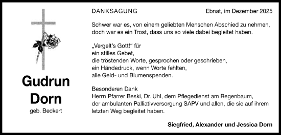 Traueranzeige von Gudrun Dorn von Schwäbische Post