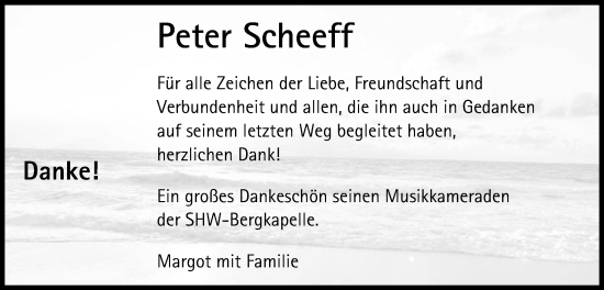 Traueranzeige von Peter Scheeff von Schwäbische Post