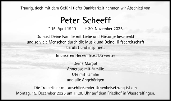 Traueranzeige von Peter Scheeff von Schwäbische Post