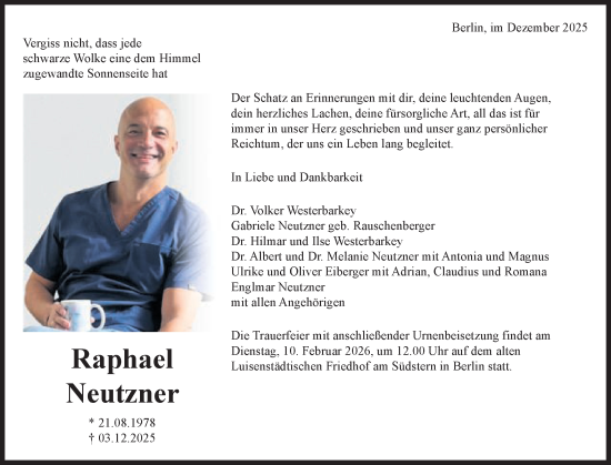 Traueranzeige von Raphael  Neutzner von Schwäbische Post