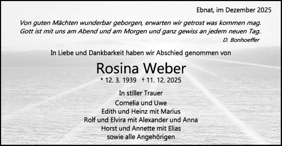 Traueranzeige von Rosina Weber von Schwäbische Post