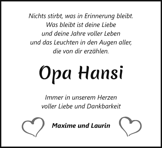 Traueranzeige von Hansi Neumann von Gmünder Tagespost