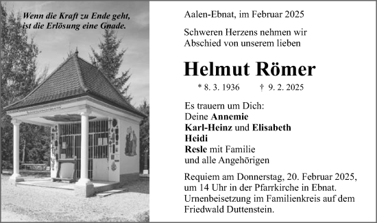 Traueranzeige von Helmut Römer von Schwäbische Post