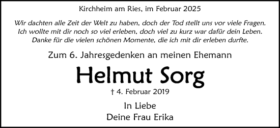 Traueranzeige von Helmut Sorg von Schwäbische Post