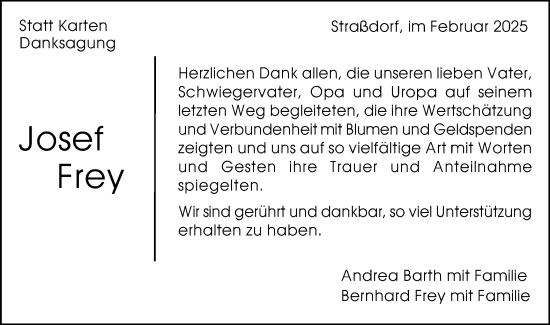 Traueranzeige von Josef Frey von Gmünder Tagespost
