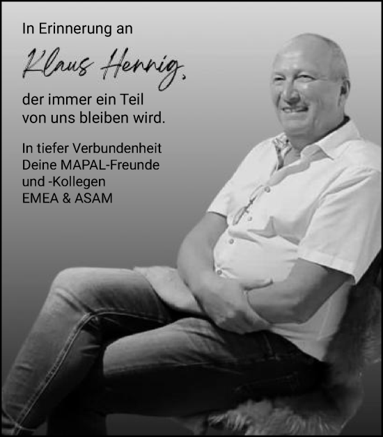 Traueranzeige von Klaus Hennig von Schwäbische Post