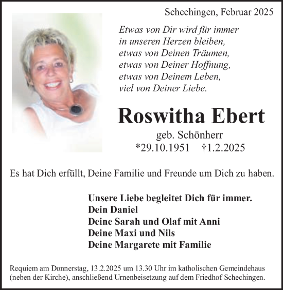 Traueranzeige von Roswitha Ebert von Gmünder Tagespost