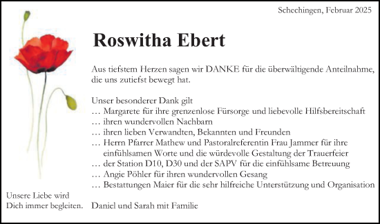 Traueranzeige von Roswitha Ebert