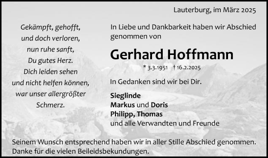 Traueranzeige von Gerhard Hoffmann von Schwäbische Post