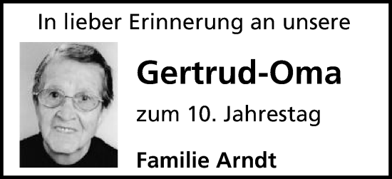 Traueranzeige von Gertrud-Oma  von Schwäbische Post