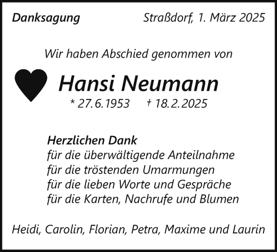 Traueranzeige von Hansi Neumann von Gmünder Tagespost
