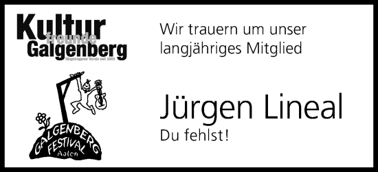 Traueranzeige von Jürgen Lineal von Schwäbische Post