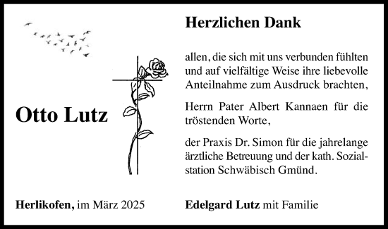 Traueranzeige von Otto Lutz von Gmünder Tagespost