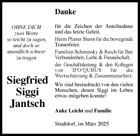 Traueranzeige von Siegfried Jantsch von Gmünder Tagespost