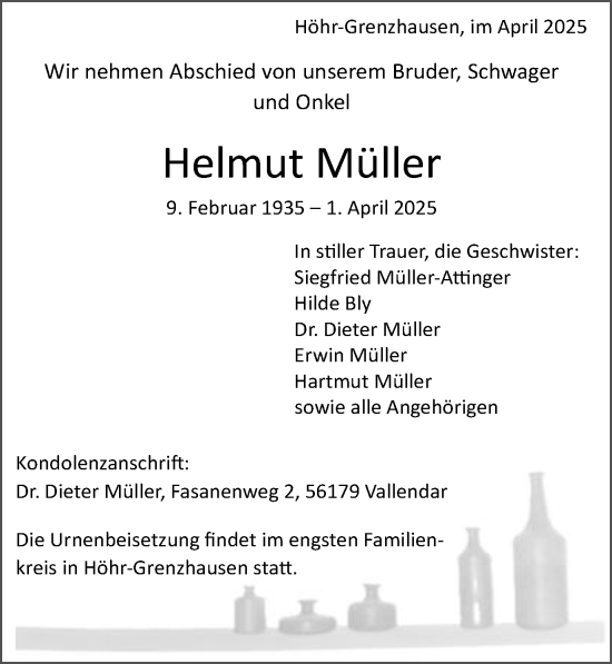 Traueranzeige von Helmut Müller von Gmünder Tagespost