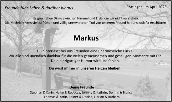 Traueranzeige von Markus Diemer von Schwäbische Post