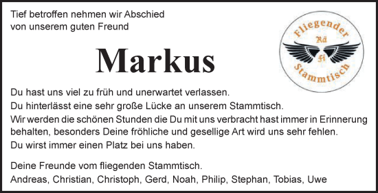 Traueranzeige von Markus Diemer von Schwäbische Post