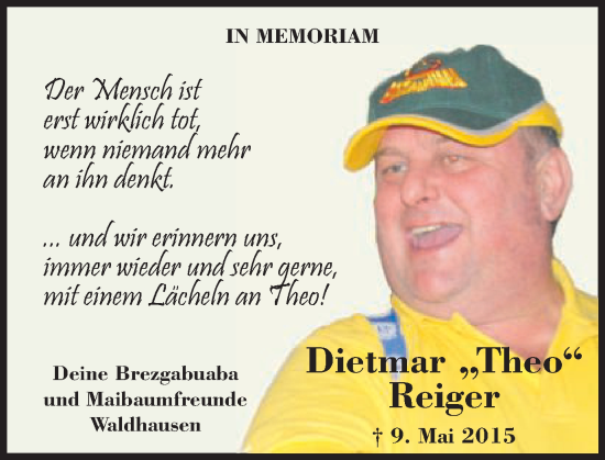 Traueranzeige von Dietmar Reiger von Schwäbische Post