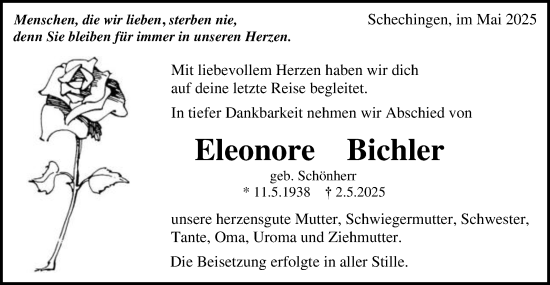 Traueranzeige von Eleonore Bichler von Gmünder Tagespost