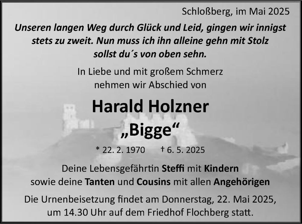  Traueranzeige für Harald Holzner vom 19.05.2025 aus Schwäbische Post