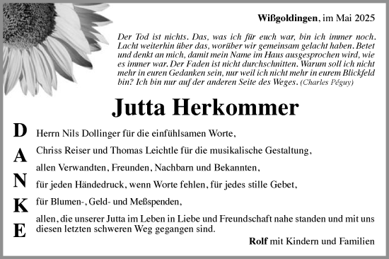 Traueranzeige von Jutta Herkommer von Gmünder Tagespost