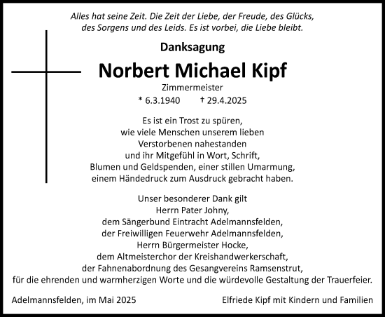 Traueranzeige von Norbert Michael Kipf von Schwäbische Post