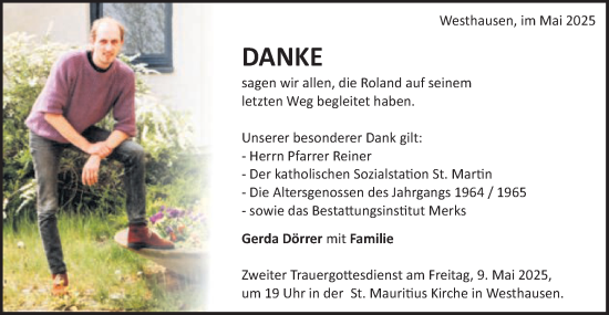 Traueranzeige von Roland Dörrer von Schwäbische Post