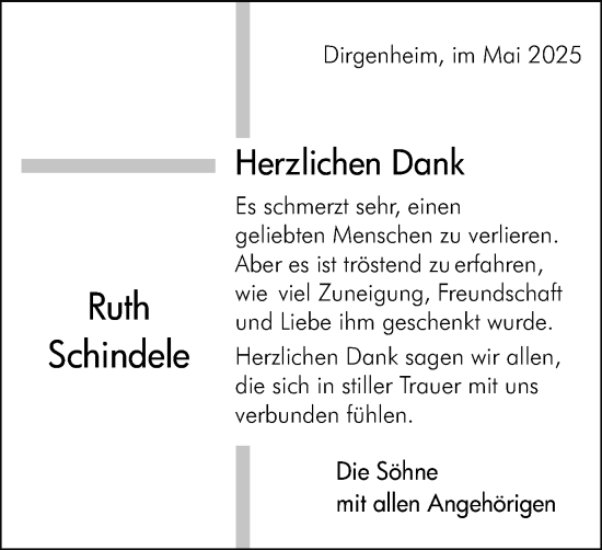 Traueranzeige von Ruth Schindele von Schwäbische Post