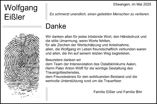 Traueranzeige von Wolfgang Eißler von Schwäbische Post