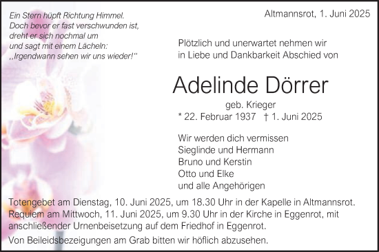 Traueranzeige von Adelinde Dörrer von Schwäbische Post