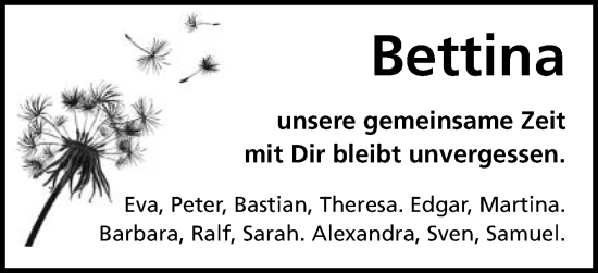 Traueranzeige von Bettina  von Gmünder Tagespost