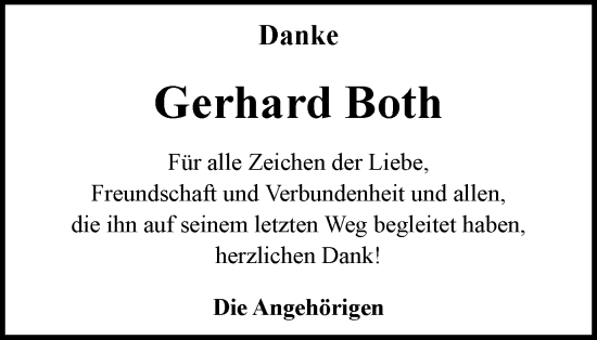 Traueranzeige von Gerhard Both von Gmünder Tagespost