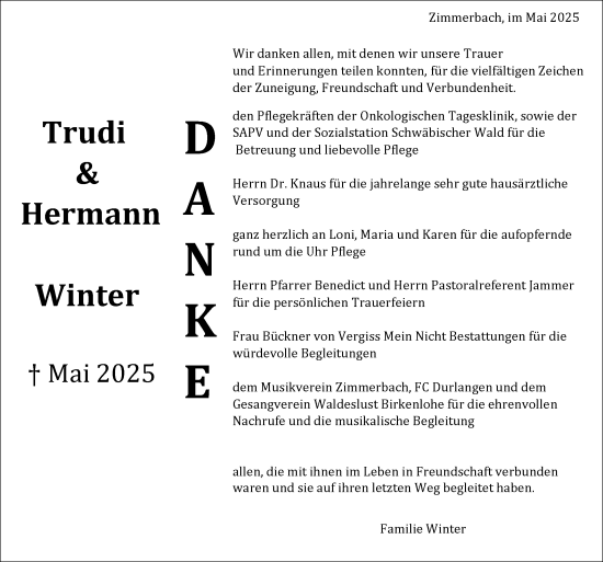 Traueranzeige von Hermann Winter von Gmünder Tagespost