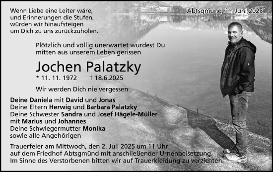 Traueranzeige von Jochen Palatzky von Schwäbische Post