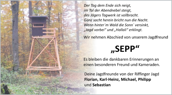 Traueranzeige von Josef Lorenz von Schwäbische Post