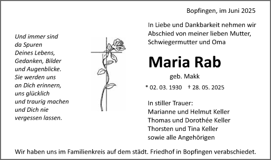 Traueranzeige von Maria Rab von Schwäbische Post