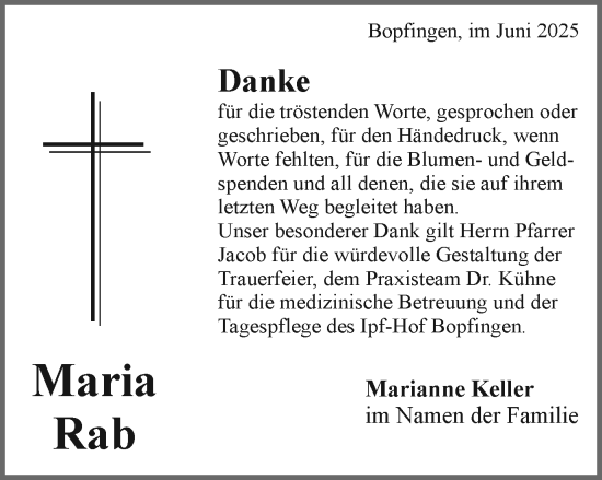 Traueranzeige von Marianne Keller von Schwäbische Post
