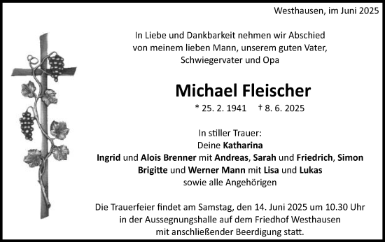 Traueranzeige von Michael Fleischer von Schwäbische Post