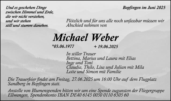 Traueranzeige von Michael Weber von Schwäbische Post