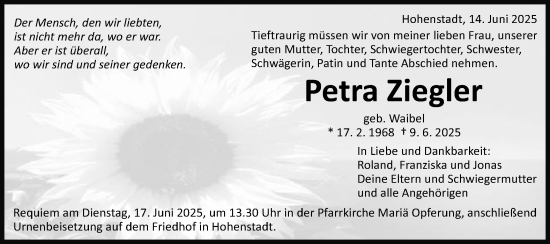 Traueranzeige von Petra Ziegler von Gmünder Tagespost