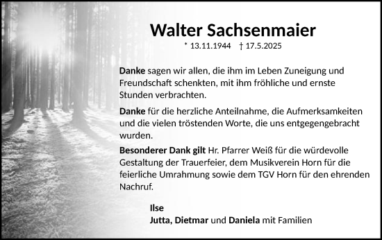 Traueranzeige von Walter Sachsenmaier von Gmünder Tagespost